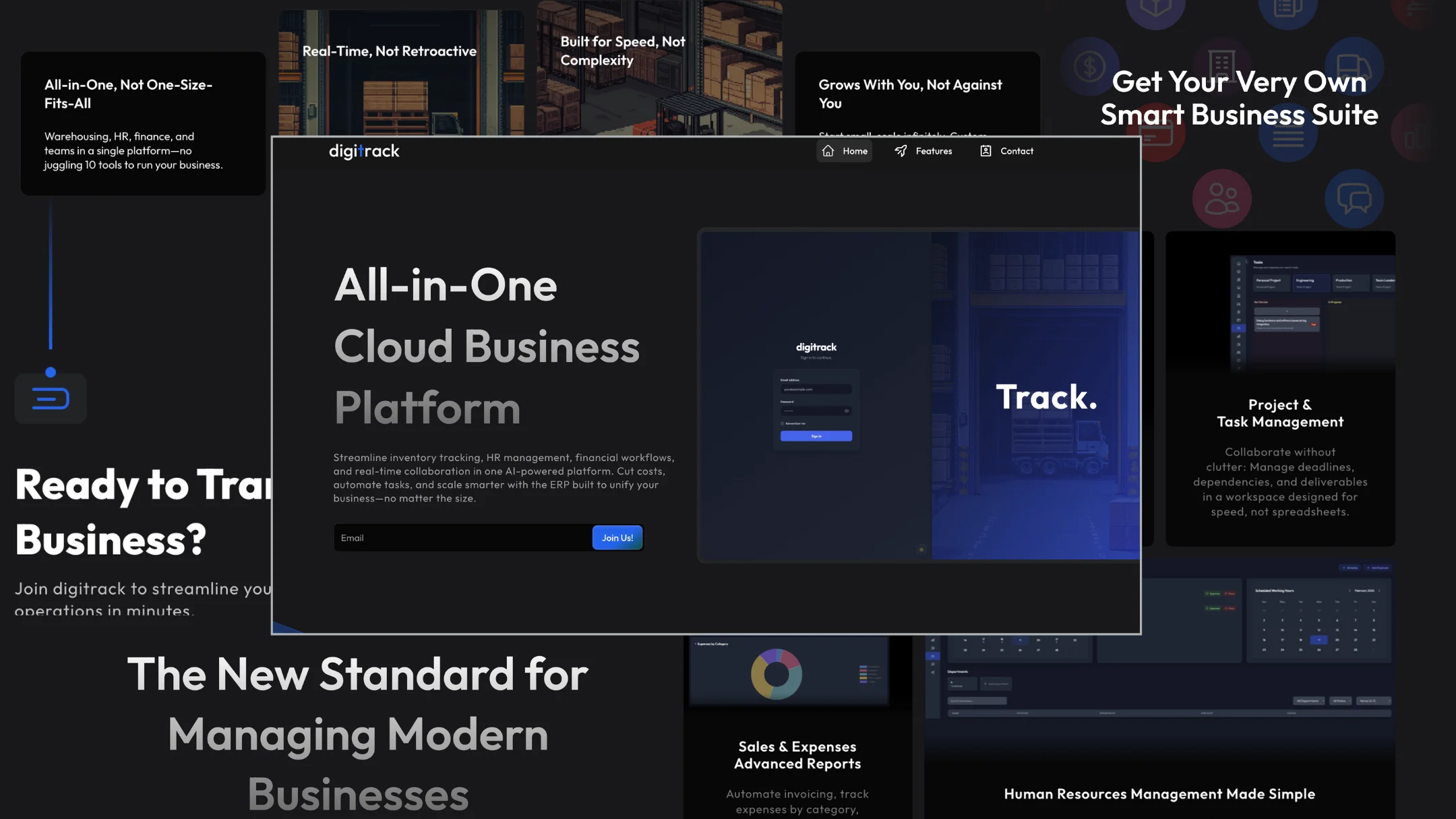 Digitrack ERP Website Hero Image