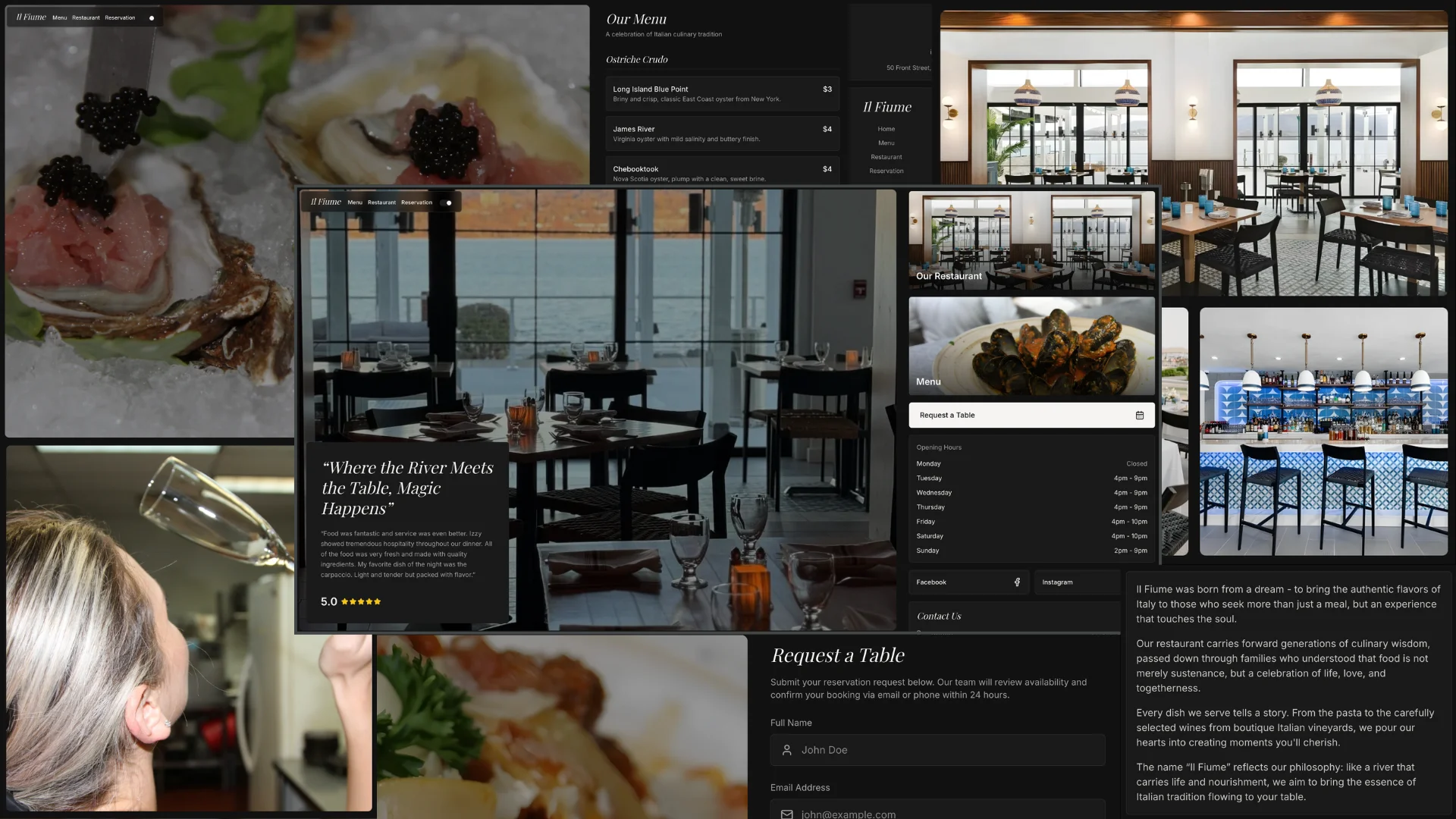 Il Fiume Restaurant Website Hero Image