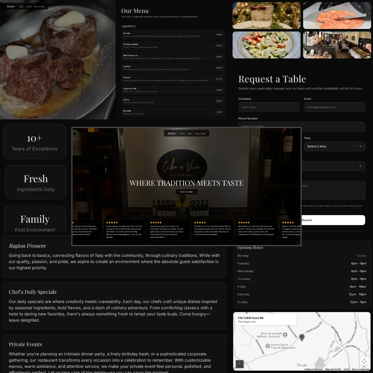 Inizio Restaurant Website